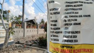 Pembangunan Pagar SDN 1 Sendang Mulyasari Diduga Tidak Sesuai Spek, Kadis PK Konawe Sudah Sesuai, Sarwan : “Berani Tidak Munculkan RAB dan Gambar ?”