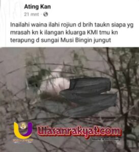 Viral di Facebook! Warga Bingin Jungut Geger Temuan Mayat Mengapung di Sungai Musi