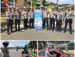 Polantas Musi Rawas Bagikan Bendera Merah Putih, Meriahkan HUT RI ke-80