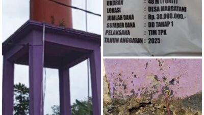 Rehab Sumur Bor Rp 30 Juta di Desa Marga Tani Hanya Dicat dan Retak, LSM JPKP Desak Audit.