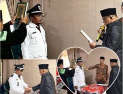 Camat Supriadi Lantik Pj Kades Air Lesing: Jabatan Ini Sementara, Tanggung Jawabnya Besar.