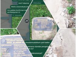 Rabat Beton Desa Jajaran Baru, Baru Setahun Sudah Rusak Parah, Kades Bungkam Saat Dikonfirmasi