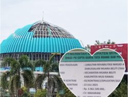 Kubah Masjid Agung Darussalam Musi Rawas Telan Rp 7 Miliar, Waktu Tinggal Hitungan Hari, Pekerjaan Masih Jauh dari Selesai