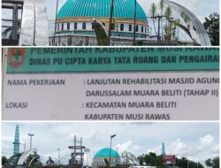 Kubah Masjid Agung Darussalam Musi Rawas Rampung, Anggaran Rp7 Miliar Tuai Tanda Tanya Publik