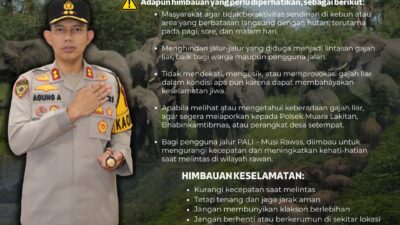 Kapolres Musi Rawas Imbau Warga Muara Lakitan dan Pengguna Jalur Mura–PALI Waspadai Gajah Liar