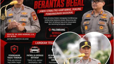Sikat Habis Kejahatan Jalanan, Kapolda Sumsel Tegaskan Tidak Ada Kompromi untuk Begal