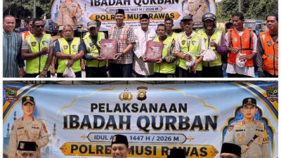 Idul Adha Penuh Makna, Polres Musi Rawas Sembelih 61 Hewan Kurban dan Bagikan hingga ke Panti Jompo.