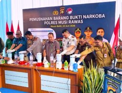 Kalapas Muara Beliti Herdianto, Hadir Pemusnahan Barang Bukti Narkotika di Polres Musi Rawas.