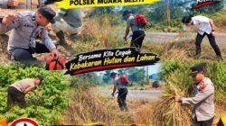 Cegah Karhutla, Polsek Muara Beliti Tebas Rumput Kering dan Bersihkan Sampah di Bundaran Agropolitan