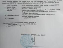 Resmi Serahkan Surat RDP ke DPRD Sultra, Tim Advokasi Soroti Konflik Lahan 1.257 Hektare di Konawe Utara